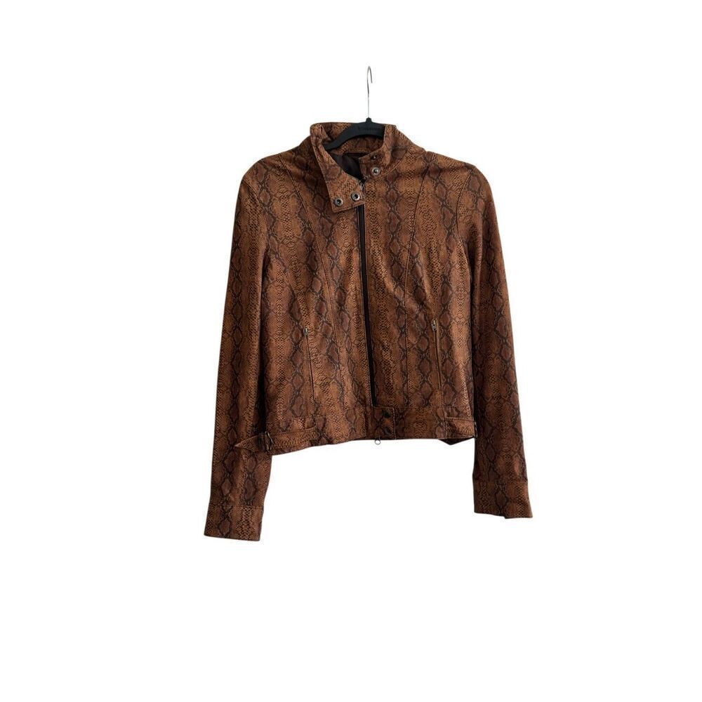 NWT What Goes Around Comes Around Leather Brown Snake Print Racer Size M WGACA B